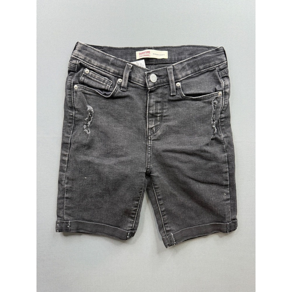 Levi‎ Strauss Signature Bermuda Shorts Women's Black Distressed Cuffed 26
